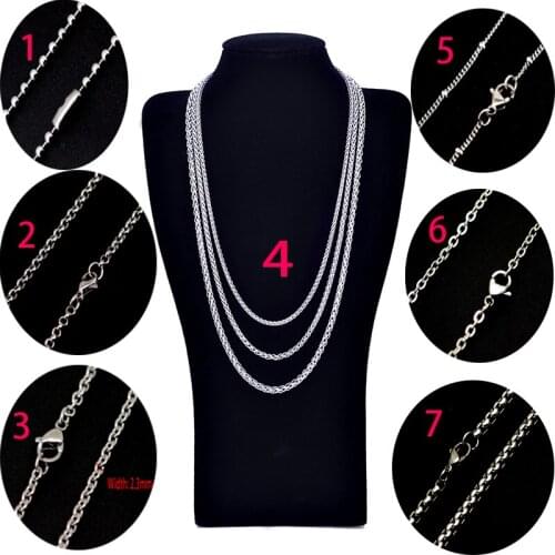 Big Promotion!Authentic 316 Stinless Steel Silver Chain Necklace with Lobster Clasps fit Men Women Pendant 10 Designs 16-30inch