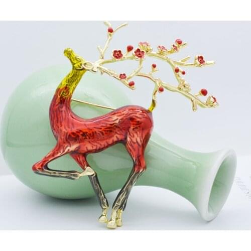 DoreenBeads Fashion Animal Series Brooches Colorful Enamel Large Deer For Women Christmas Jewelry Fashion Pin Animal Design