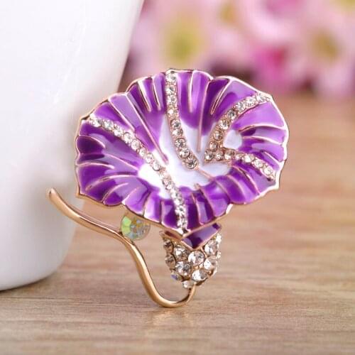 Funmor Exquisite Flower Shape Brooch Enamel Plant Jewelry Women Girl Coat Collar Sweater Pins Daily Decoration Boutonniere Gifts