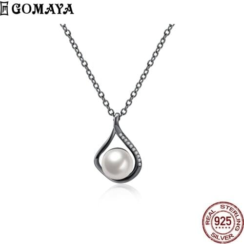 GOMAYA Heart-Shaped 925 Sterling Silver Pendant Necklaces For Women 5A Clear Cubic Zircon Girl Necklace Anniversary Fine Jewelry