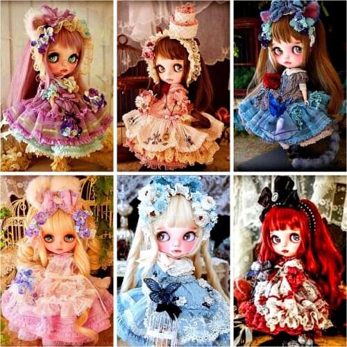 HUACAN 5D DIY Diamond Painting Cartoon Girl Doll Home Decoration Full Drill Square Embroidery Picture Lover Gift