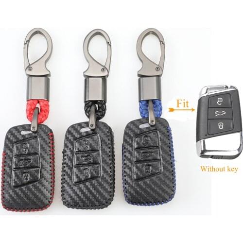 Kutery 10pcs 3 Butttons Leather Remote Key Case For VW PASSAT B8 For Skoda Kodiaq Superb A7 2015-2018 Car Accessories