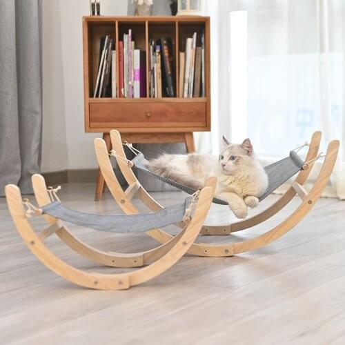 Cat Bed Soft Pet Cats Hammock Puppy Kitten Hanging Beds Mat with Durable Wood Frame for Small Pets Universal Shaker Sun Hammocks