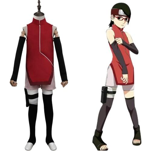 Boruto Sarada Uchiha Cosplay Costume Anime Kids Outfit Halloween Carnival Top Pants Suit