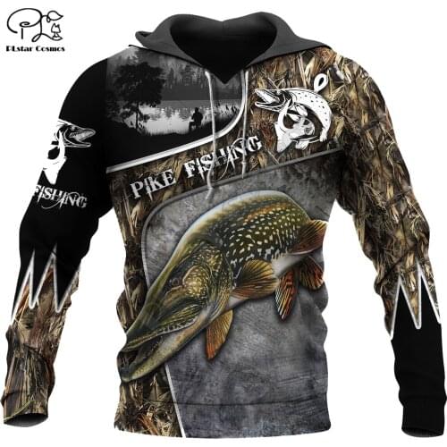 Fashion Men Animal hoodies 3D printed Pike Fishing Camo Huntaholic Sweatshirt Hoodie Harajuku Autumn Streetwear Casual Tracksuit