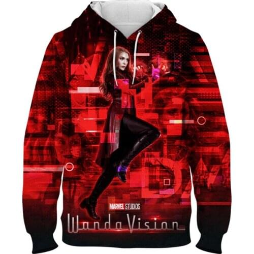 Mens Sweetshirt Marvel Wanda Vision Scarlet Witch 3D Print Children Hoodies Spring Streetwear Women Oversize Tracksuit