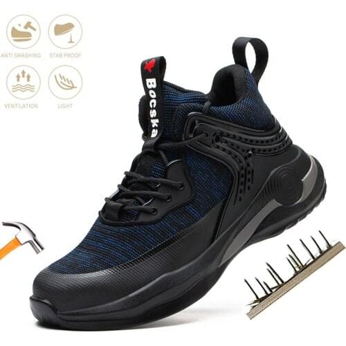 Mens Fashion Safety Work Shoes Steel Toe Cap Anti-smash Puncture-Proof Indestructible Work Boots Lightweight Protect Comfor Boot