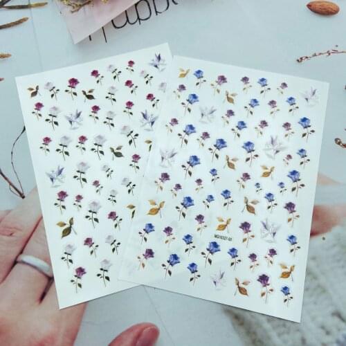 Fashion New Arrival Hot Selling Thin Back Adhesive Nail Stickers Elegant Flowers Dry Nail Decals Manicure Nail Art Women Girls