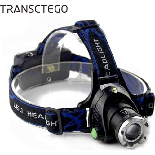 Headlamps XML-T6 zoomable led Headlight Cree rechargeable lamp Strong lights flashlight LED Waterproof Fishing lights Headlamps