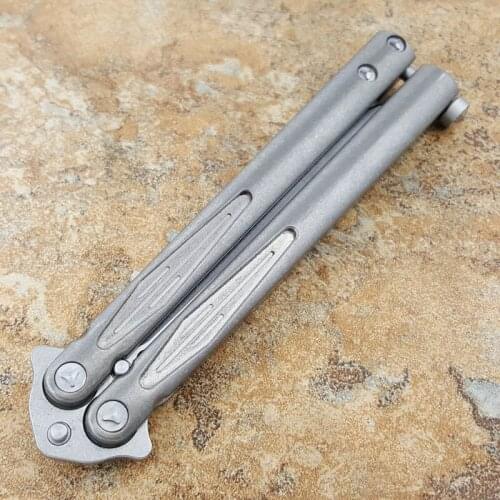 ButterflyTrainer knife Titanium Handle D2 blade Bidirectional KVT bearing Outdoor Camping Knife EDC tool