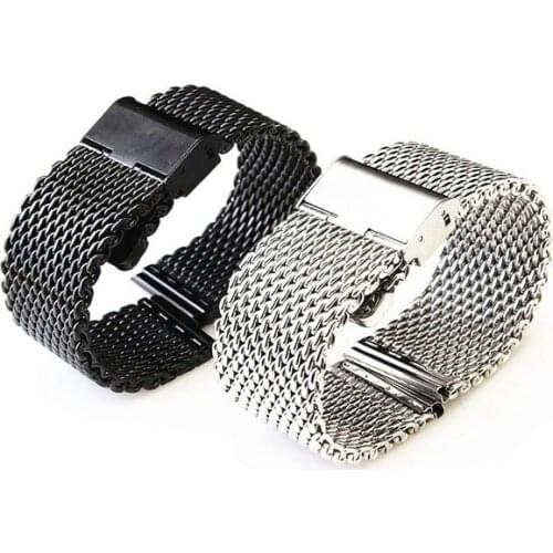 Wholesale 10PCS/lot 18MM ,20MM ,22MM 24MM Stainless Steel Watch band Watch strap Bracelets Strap sliver and black-6831