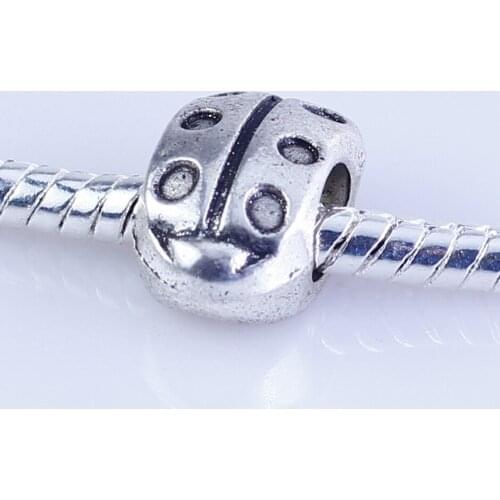 Wholesale 45pcs silver plated beetle beads Big Hole Beads Fit style European Bracelet hole 4.5mm