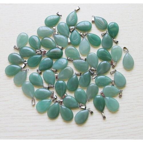 Fubaoying Green Aventurine Stone Beads Warter Drop Wholesale Charms Natural Pendants Gift For Jewelry Making
