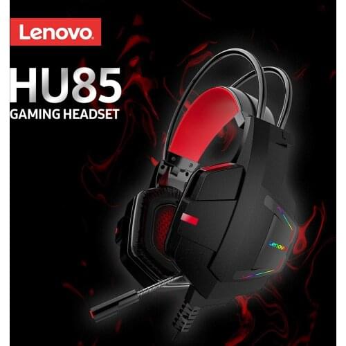 Lenovo HU85 Wired Head-mounted Gaming Headset Ergonomic Headphone with 40mm Driver Unit High Sensitivity Mic Colorful LED Light