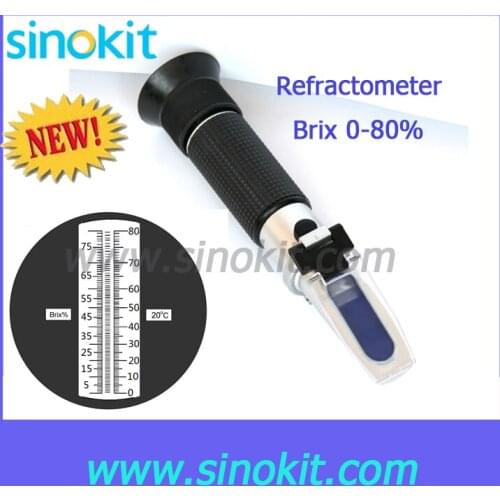 Free Shipping Single 0-80% Brix Wholesales black grip Refractometer