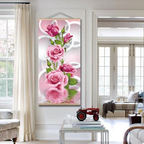 Pink Rose Flower Canvas Painting Wall Art Posters and Prints Wall Pictures for Living Room Wall Decoration Paintings with Frame