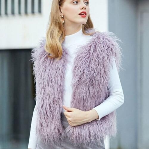 Faux fur coat artificial fur wool vest sheepskin coat female sleeveless jacket gilet femme womens fur coat short womens vests