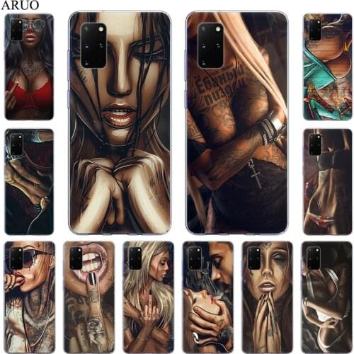 Sleeve Tattoo Sexy Girl Soft TPU Phone Case For Samsung S20 Ultra Note 20 10 Pro 9 8 S10 Lite S9 S8 Plus S7 S6 A7 A6 J6 A5 cover