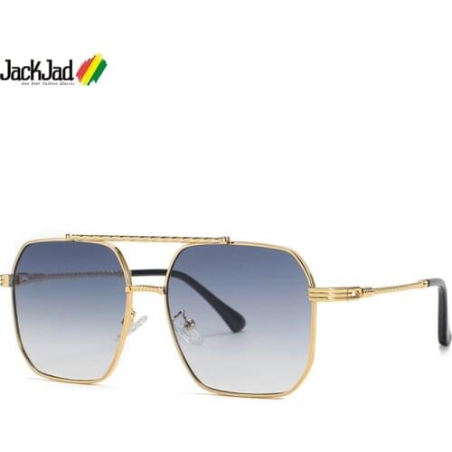 JackJad 2021 Fashion Vintage Metal Square Pilot Style Gradient Sunglasses Men Women Retro Luxury Brand Design Sun Glasses Shades
