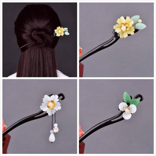 Temperamental Vintage Superior Quality Black Sandalwood Hair Stick Ancient Costume Hanfu Accessories Super Fairy Hair Jewelry