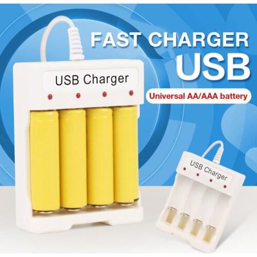 USB Universal Battery Fast Charger 4 Slot Adjustable Charging for Standard AA AAA Battery Charger Adapter USB Battery Charger