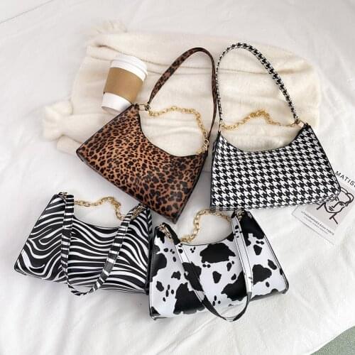 Vintage Women Handbags Underarm Bag Fashionable Milk Cow Pattern Bags Ladies Shoulder Bags Girls Cute 2020 Bag