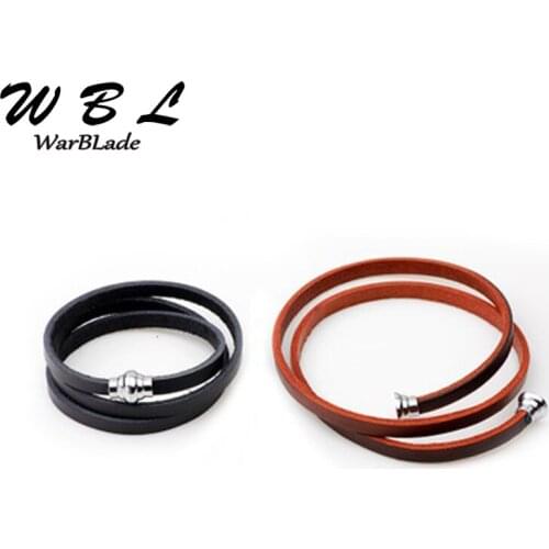 WBL 2019 New Fashion Jewelry Pulseira Men Bracelets Bangles Multilayer Geunine Leather Bracelet Punk Street beat Wristband