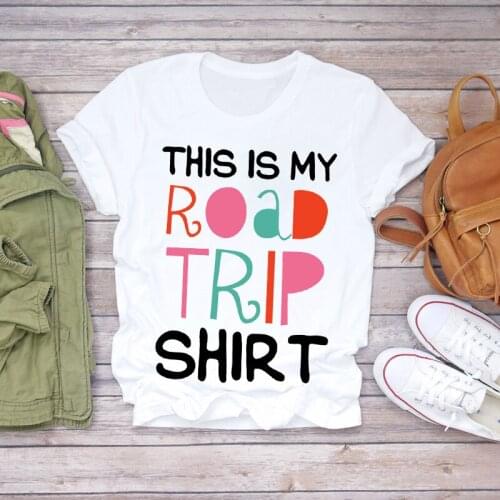 Women 2021 Summer Letter Road Trip Cute Printed Cartoon Print Lady T-shirts Top T Shirt Ladies Womens Stylish 2021 Tee T-Shirt