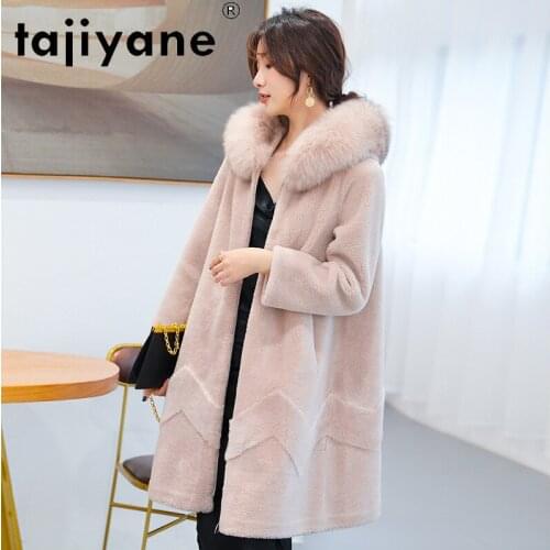 Winter Women Coat Real Fox Fur Collar Hooded Jacket Woman 100%wool Coats Female Suede Lining Clothes Abrigo Mujer TN792