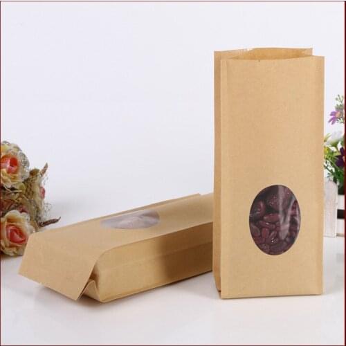 10*22+6 20pcs kraft paper Organ bags with window for gifts sweets and candy food tea jewelry retail package paper bag