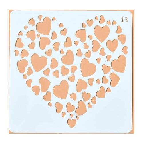 13*13 Heart pvc Layering Stencils for DIY Scrapbooking/photo album Decorative Embossing DIY Paper Cards Crafts