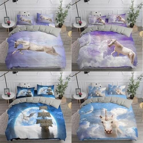 3D Printed Unicorn Duvet Cover Luxury Bedding Set Soft Bedclothes 2/3pcs Home Textiles For Adults High Quality Bedspread