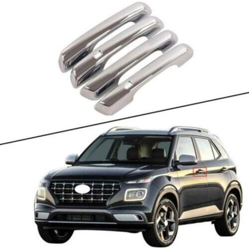 4PCS Car Outside Door Handle Frame Cover Kit For Hyundai Venue 2020 2021 ABS Chrome Trim Protective Handle Cover
