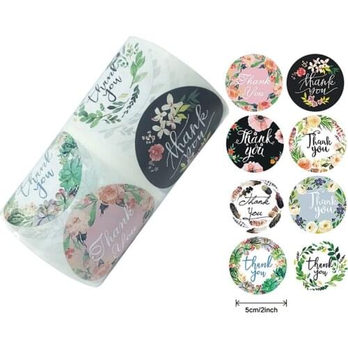 500pcs/Roll New Fashion Handmade Thank You Sticker Creative 5CM Flower Gift Box Decoration Toys Sticker For Kids Gift