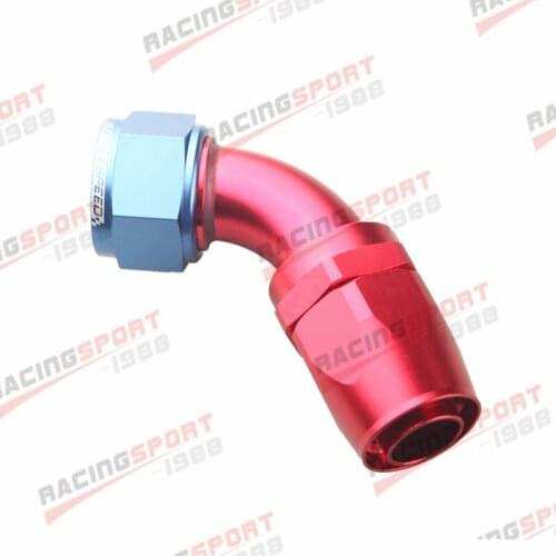 AN-16 16AN 45 Degree Swivel Hose End Fitting Adaptor Red/Blue Aluminum