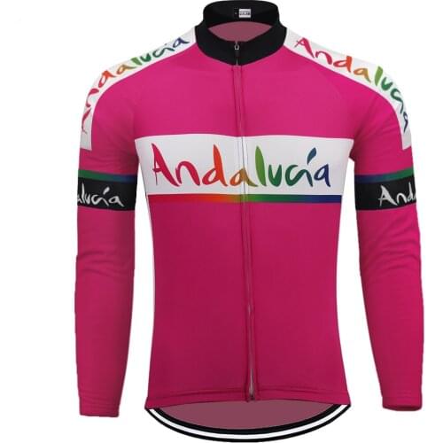 Andalucia cycling jersey Mens Team Long Sleeve Jersey Bike Wear Jersey WINTER FLEECE &THIN Cycling Clothing MTB Ropa Ciclismo