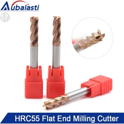 Aubalasti HRC55 4 Flutes Solid Carbide End Mill Milling Cutter CNC Router Bits Tools CNC Milling Cutter Bits for Metal Cutting