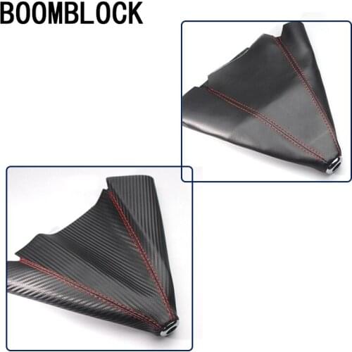 BOOMBLOCK Genuine Leather Carbon Car Gear Shift Cover For VW Polo Golf 4 5 Passat Hyundai Tucson Solaris Ix35 Mitsubishi ASX