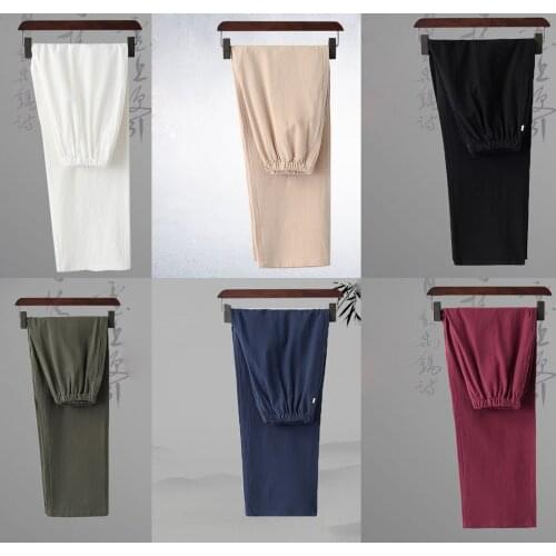 High quality cotton&linen sweatpants retro men kung fu tai chi pants zen lay meditation trousers