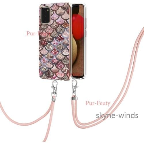 For Samsung Galaxy A02S A22 A32 M32 IMD border Marble Dreamcatcher Butterfly Series case lanyard phone back cover coque fundas