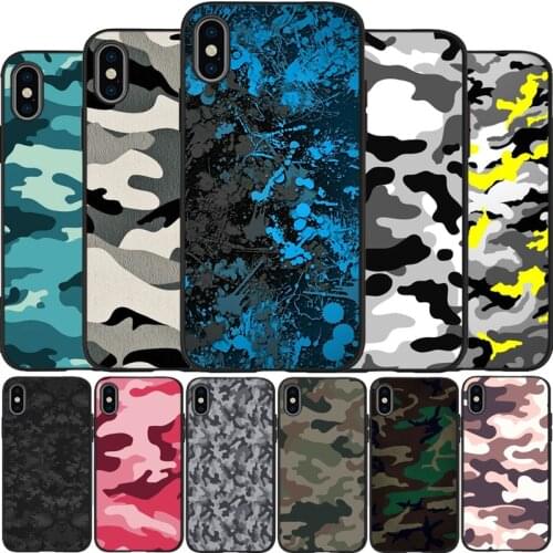 Camouflage Pattern Camo military Army Soft Silicone TPU black Phone Case For iPhone 5 5S SE 6 7 8 plus X XS XR XS Max 11 Pro Max