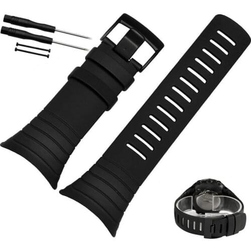 Black Rubber Drop Resistance Strap For SUUNTO CORE 35MM Durable Watch Band Wristband Replacement Bracelet Accessories Men Women