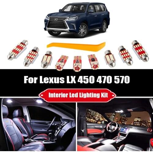 For Lexus LX 450 470 570 LX450 LX470 LX570 1996-2019 2020 Canbus Vehicle LED Interior Light License Plate Vanity Mirror Lamp Kit