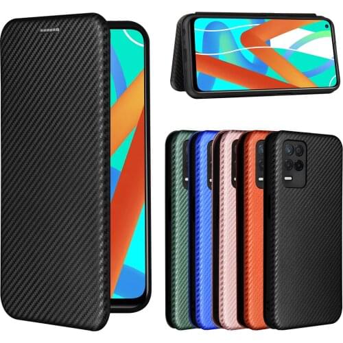 For Realme Q3i 5G Case Carbon Fiber Flip Leather Case For OPPO Realme Q3 Pro Q3 5G Business Magnetic Wallet Card Slot Slim Cover