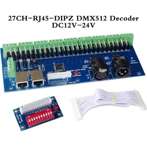 DMX512 with RJ45 27CH decoder controller ,Constant voltage common anode for RGB controller