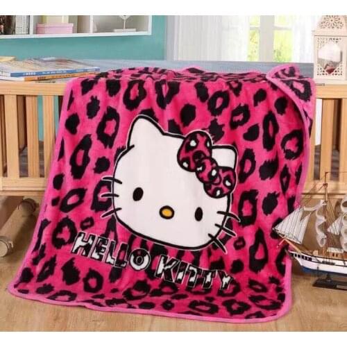 70x100cm Sanrio Hello Kitty Cute Cartoon Flannel Blanket Baby Nap Air Conditioning Room Cover Blanket Fleece Sofa Cover