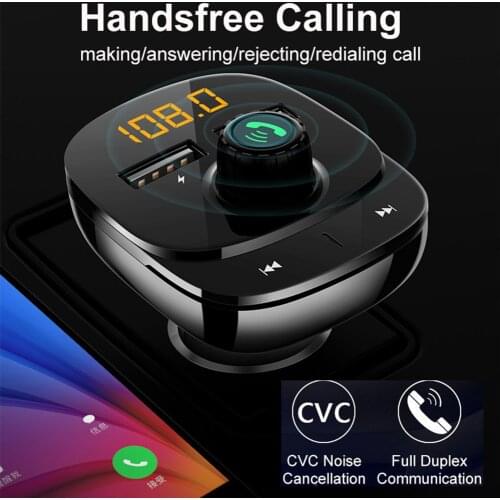Konrisa Bluetooth 5.0 FM Transmitter Modulator Wireless A2DP Music Player Dual USB Charger 5V 3.4A Support TF Card USB Driver