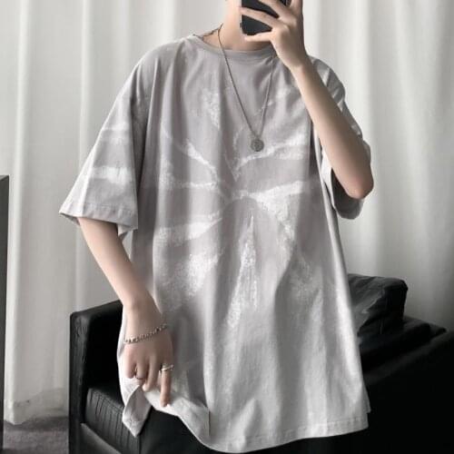 Oversized T Shirt Men Short Sleeve O Neck Print Retro Japan Style Hip Pop Hararjuku Male Clothing Unisex Cotton Vintage Top