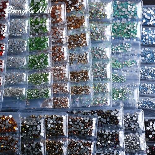 Hisenlee Super Glitter Rhinestones 17Colors ss3-ss10 Non HotFix FlatBack Glass Nail Art Rhinestones Nail Scrapbook Decorations