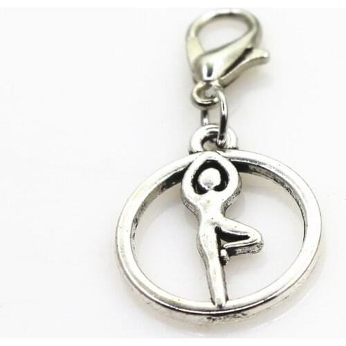 Hot selling 20pcs yoga charm sport dangle charms lobster clasp charm DIY bracelets Pendant jewelry accessory hanging charm